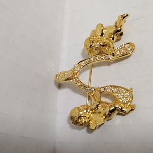 Kirk's folly brooch pin wishbone angel gold tone brooch pin